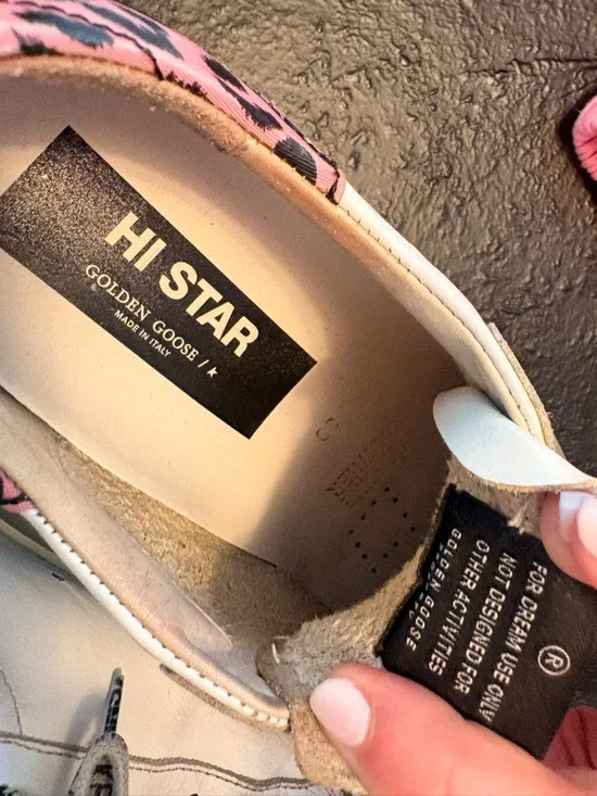 Golden Goose White Sneakers with Pink Star and Leopard Heel - Picture 8 of 8